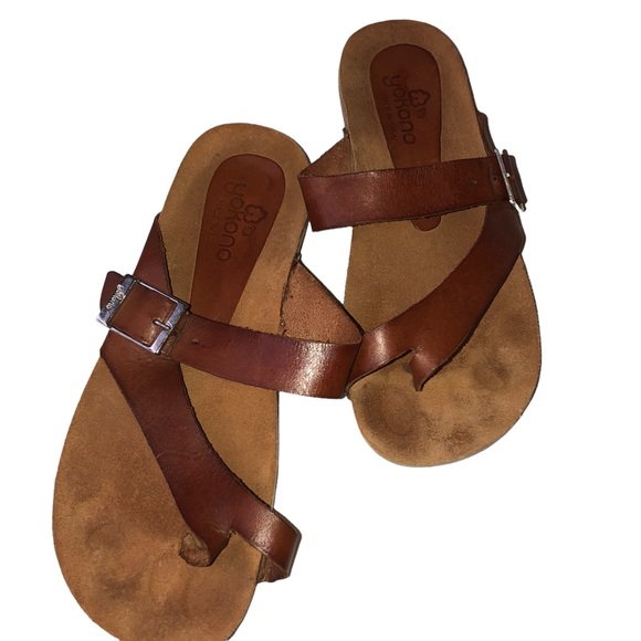 Yokonoa All Leather Made in Spain Toe Sandals; SZ 8 by Measurement Summer Shoe - Picture 4 of 6